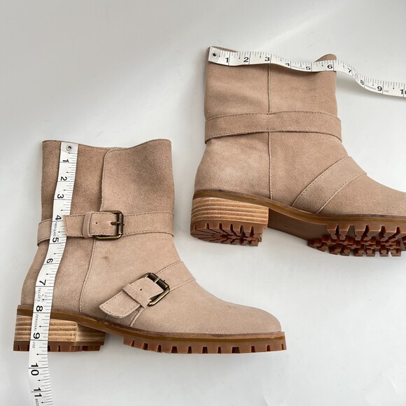 New Splendid Lug Boots Suede Moto Inspired Fold Over 9 - Picture 6 of 15